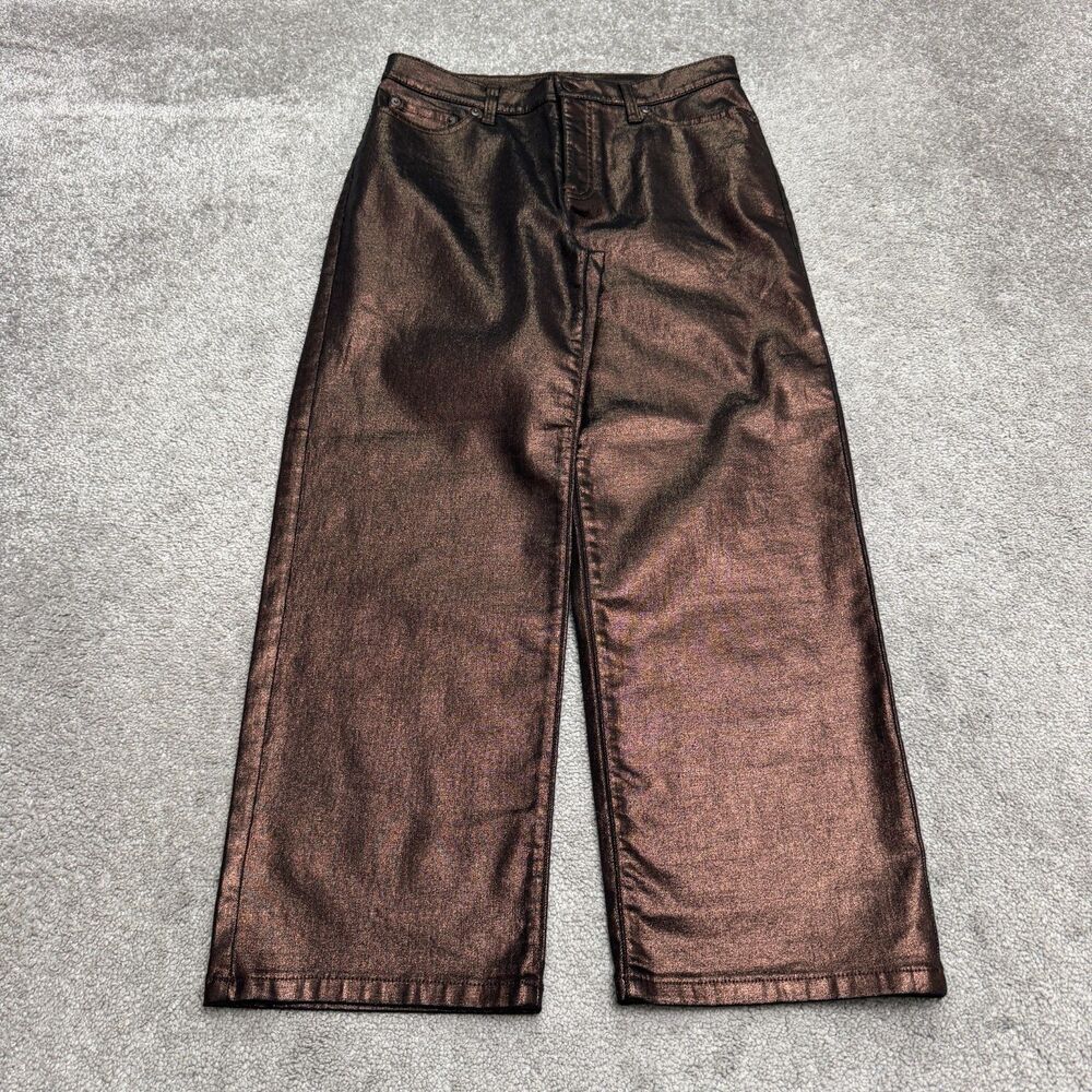 Banana Republic Factory Metallic High Rise Straight Jeans 29/8 Petite Bronze